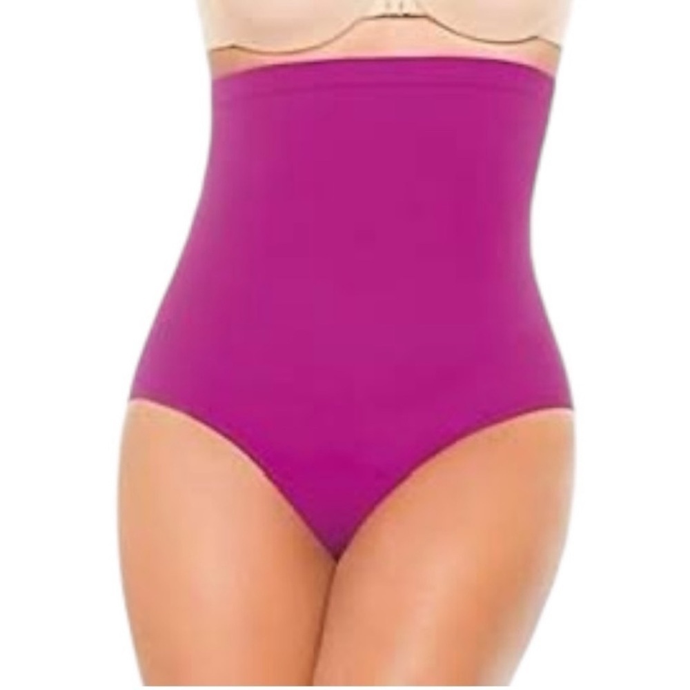 NEW Spanx High Rise Core Control Shaping Coverage Swim Suit Bottom Berry Size 10